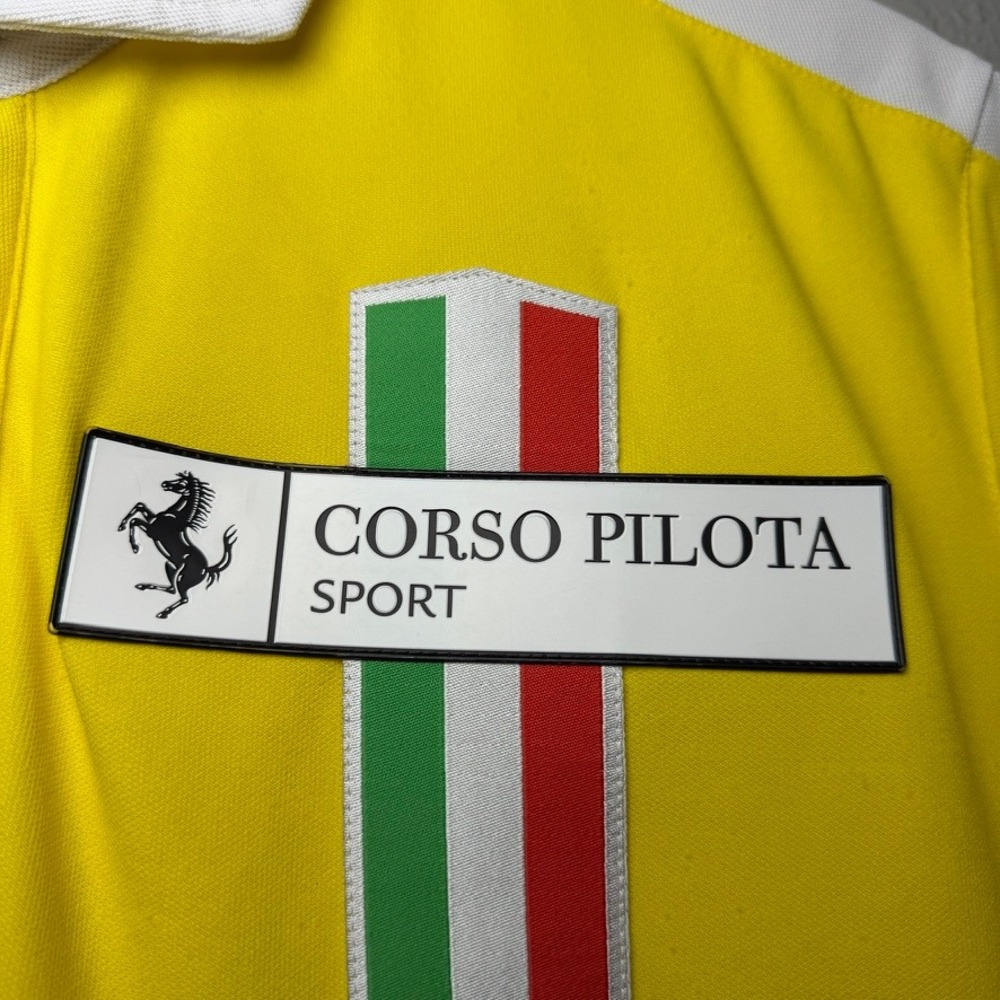 Ferrari Puma Corso Pilota Polo Shirt Mens XL Yellow Italy Racing Golf Sport - Picture 5 of 15